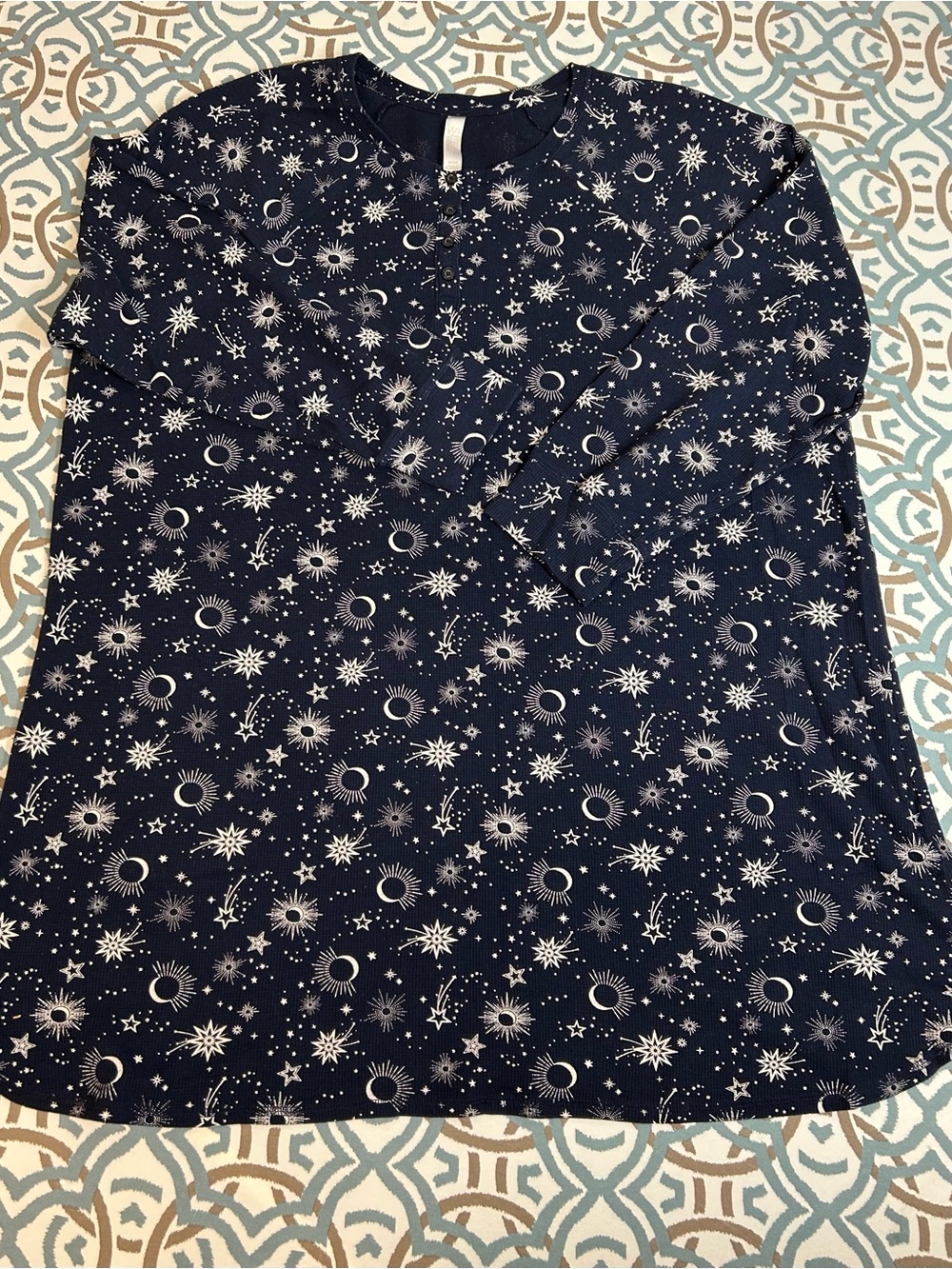 Women’s plus size nightgown Navy Star & Moon Print